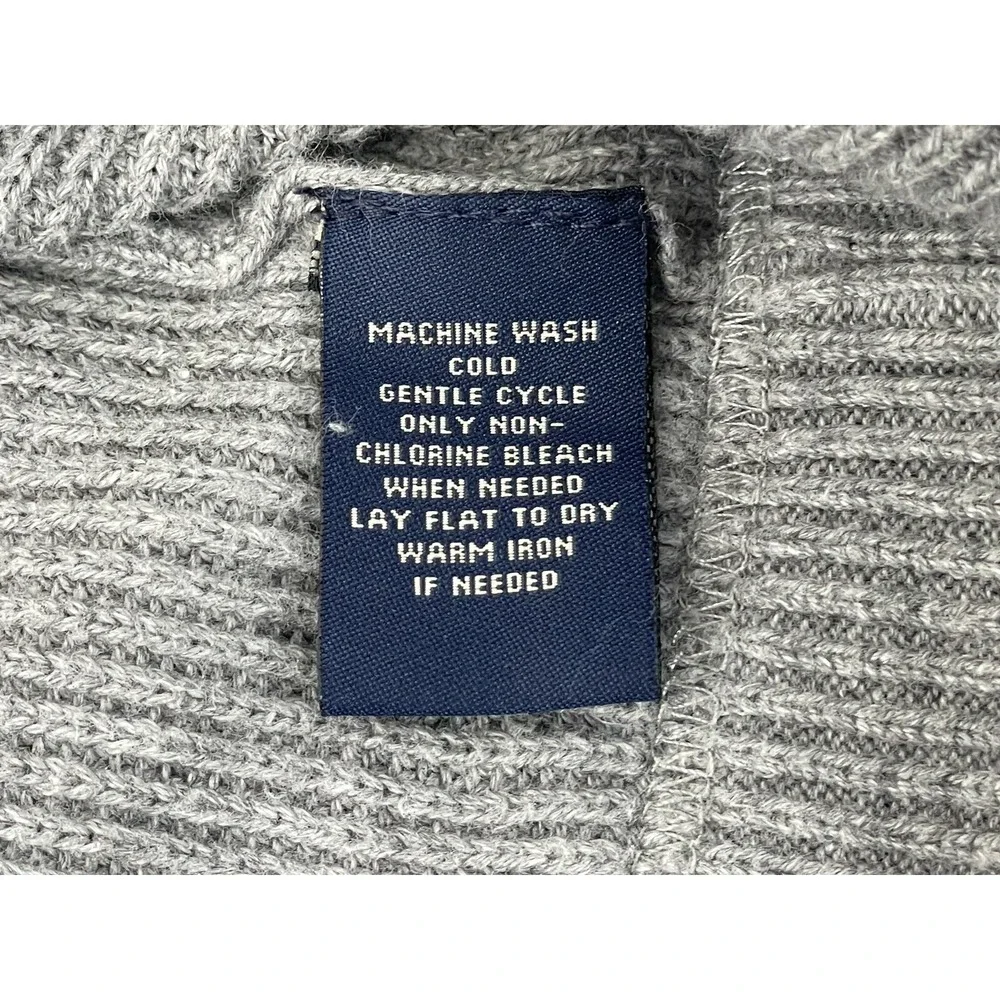 VTG POLO‎ JEANS CO Ralph Lauren Sweater Mens 2XL Qtr Zip 100% Cotton Gray Cream